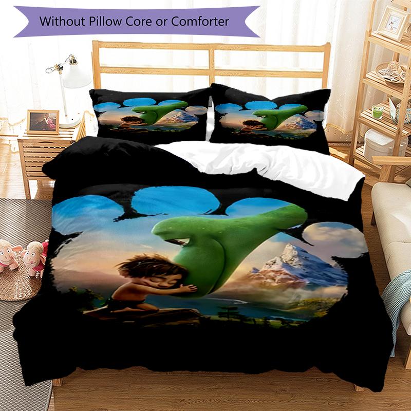 3pcs The Good Dinosaur2 Design Cover Set - HD Printed Bedding with 1 Cover and 2 Pillowcases - Perfect for Home and Dorm Decor