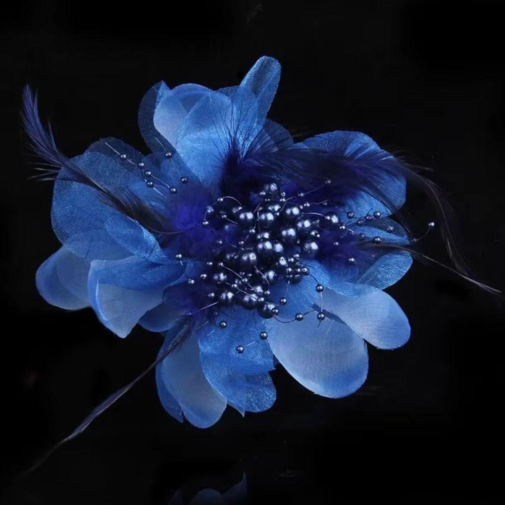 Large Women's Corsage Solid Color Lapel Pin Fashion Feather Fabric