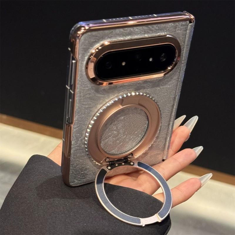 Rotating Magnetic Phone Case With Dual Hinge Stand Pura X MAX Foldable Smartphone PC Material Anti-Slip Shockproof