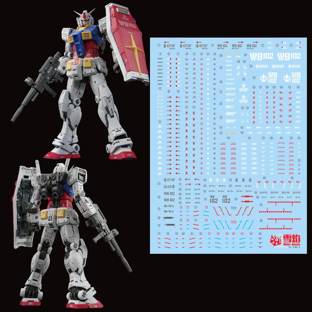 Fluorescent Decals for Mobile Suit Gundam Plastic Water Slide Stickers Gundam Water-Slide Models! Detail-Up (RG RX-78 Ver. 2.0) [Used]