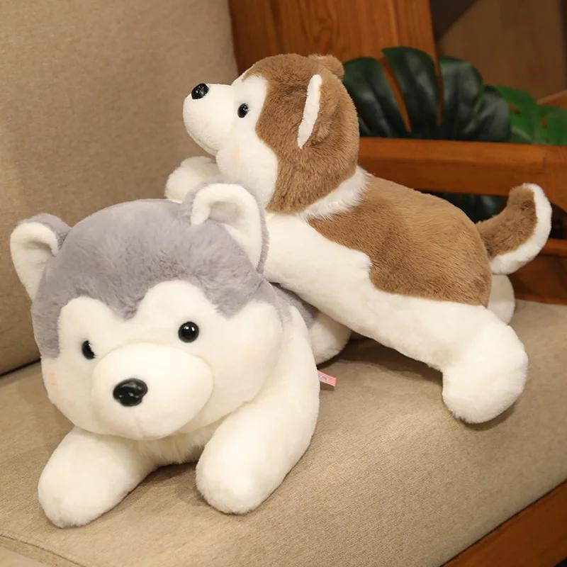 30/40/50CM Cute Husky Dog Plush Toy Stuffed Animal Soft Kawaii Lying Brown Gray Puppy Pillow Doll Toys for Birthday Xmas Gift