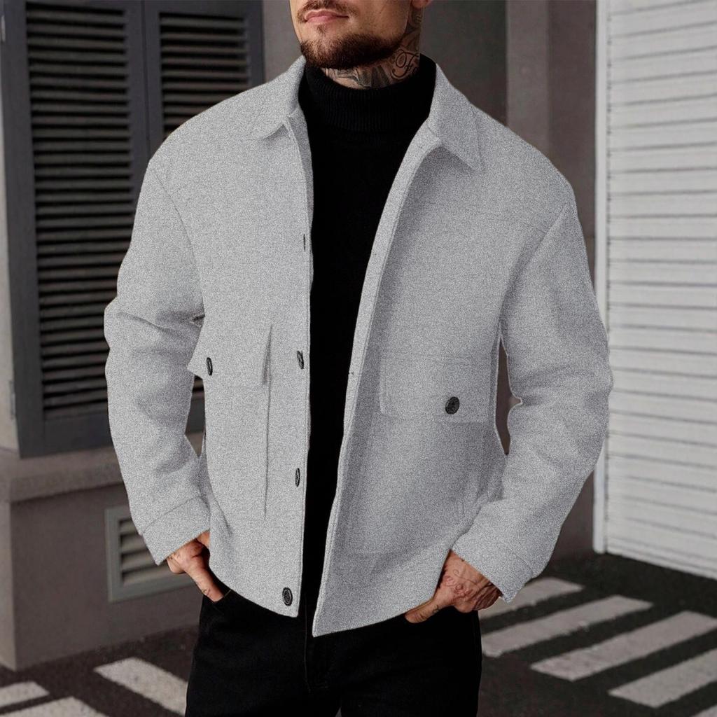Мужская повседневная однотонная куртка с квадратным вырезом, мужская приталенная утолщенная замшевая куртка на пуговицах