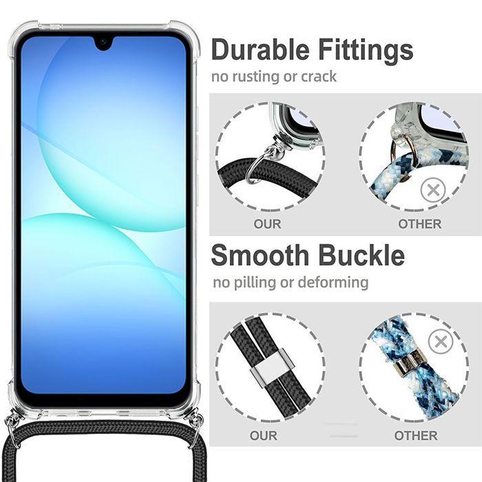 Coque pour Samsung Galaxy A17 4G/5G, AntiChoc Anti-Rayures Transparent avec Bandoulière Blanc
