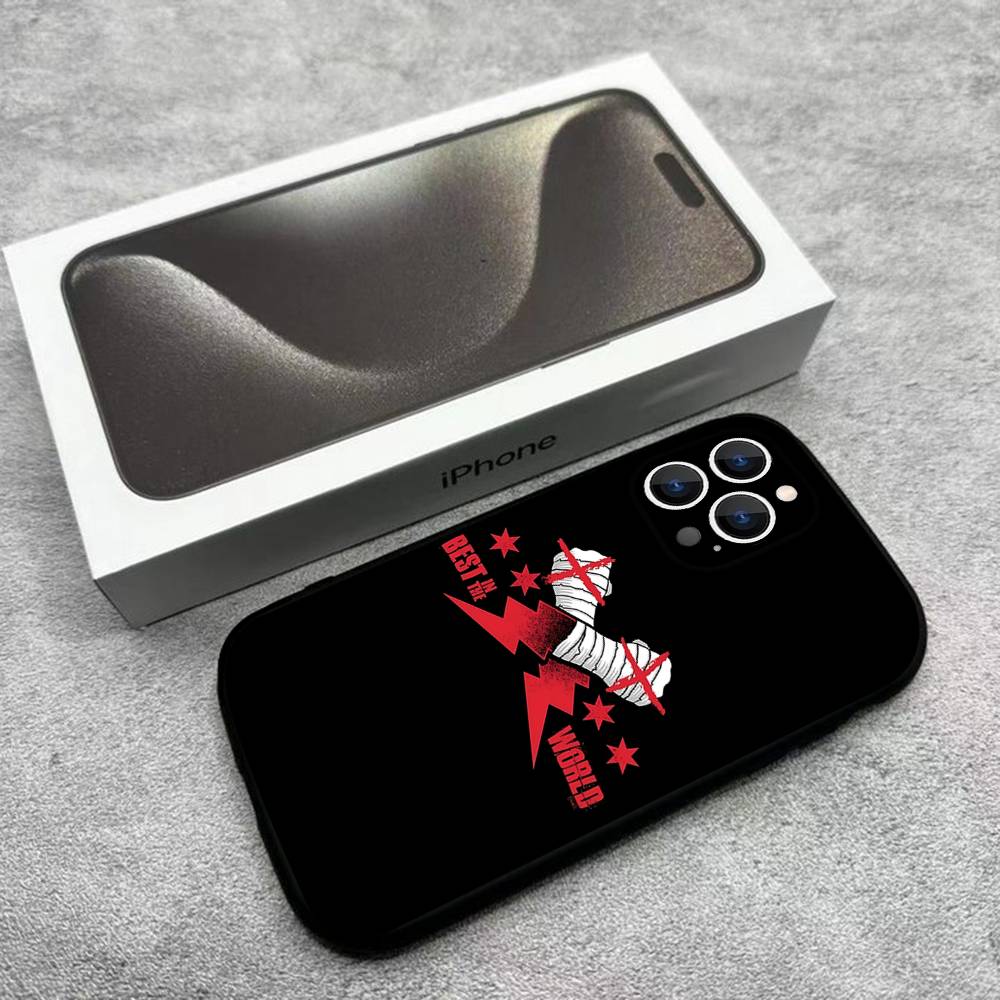 Чехол для телефона борца CM P-Punk для iPhone 17,16,15,14,13,12,Pro,Max,Plus,E,SE4,Air,Mini Черный Мягкий