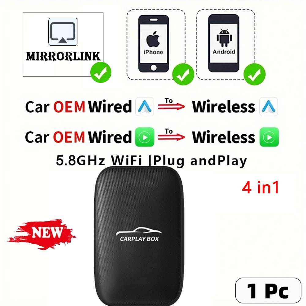 4 в 1 Android Auto проводной к беспроводной Carplay Android Auto адаптер WiFi для проводных автомобилей Smart Ai Box Plug&Play Smart Car Systems