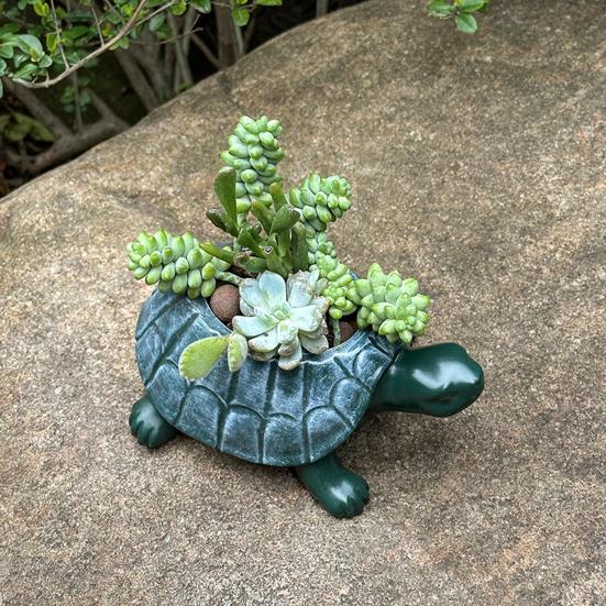 Turtle Succulents Planter Resin Animal Flower Pot Tabletop Decoration Turtle Statue Planter for Garden Home Indoor Outdoor Use