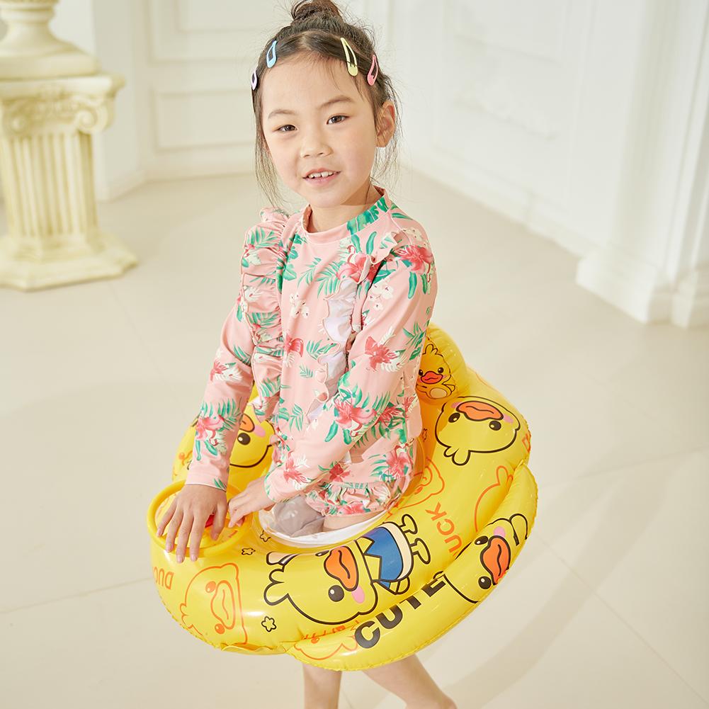 Swimming Lifebelt Ring PVC Smooth Lifebuoy with Steering Wheel Wear-Resistant Reusable Convenient Children for Summer Vacation