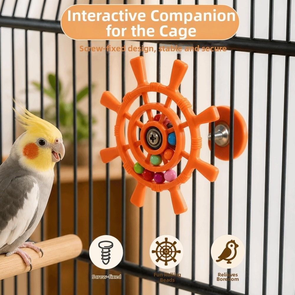 Bite Resistant Interactive Spinning Wheel Rudder Shaped Parrots Rotating Toys Bird Cage Use