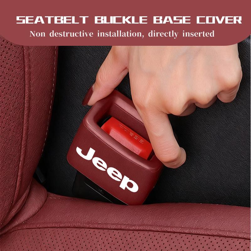 ARG3  Car Seat Belt Base Cover Trim Seat Safety Buckle Socket Protective For Jeep Grand Cherokee Patriot Renegade Compass Wrangler