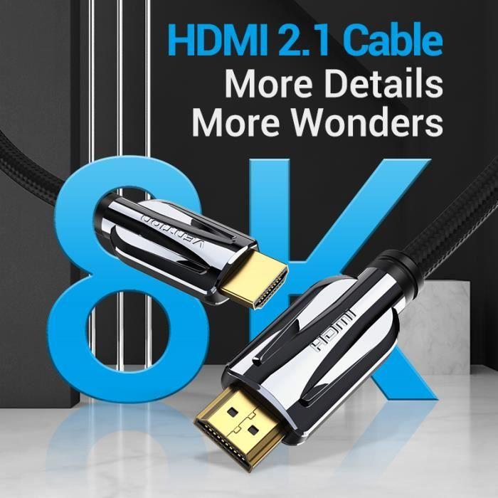 Câble HDMI 2.1 - VENTION - 3m - HD haute vitesse - 8K @ 60Hz - Plaqué or