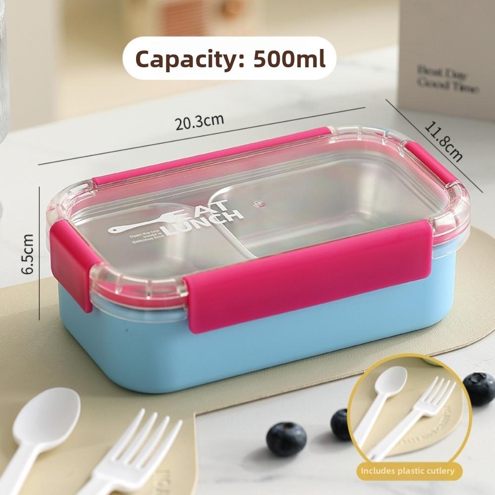 304 Stainless Steel Divided Lunch Box with Fork Spoon Food Container New Bento Box For Meal Prep