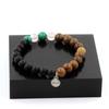 Stones and Minerals. Congo Malachite Pearl Bracelet + Rose Quartz + Matte Black Onyx + Made In France.