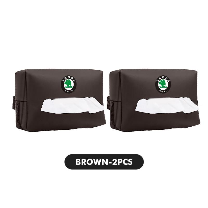 VIJT4 Car Tissue Box Cover Seat Back Hanging Type Tissue Storage Case For Skoda S Kodiaq Octavia 2 3 Yeti Karoq Rapid Fabia VII VRS