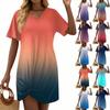 Женские модные повседневные свободные платья с коротким рукавом и V-образным вырезом