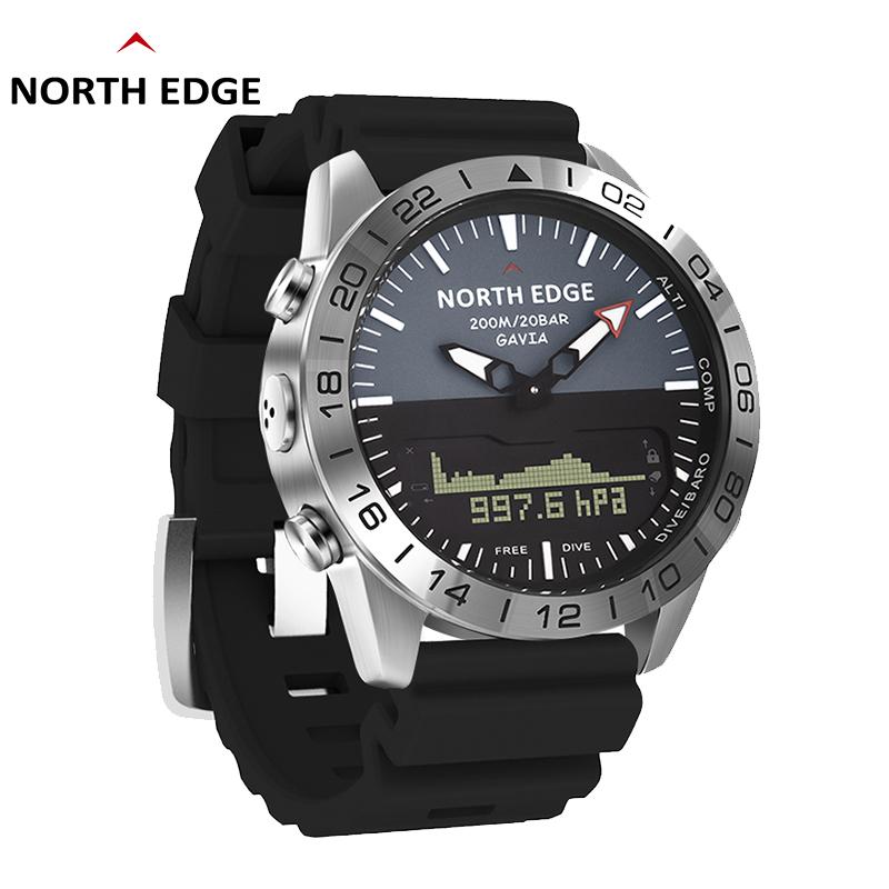 NORTH EDGE Мужские Спортивные Цифровые Часы для Дайвинга 50M Роскошные Полностью Стальные Деловые Часы Водонепроницаемые 200м Высотомер Барометр Компас