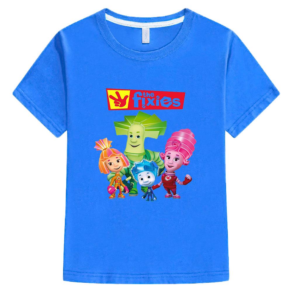 The Fixies Cartoon Boys and Girls 100%Cotton T-shirt Anime Print Short Sleeves Sports Comic Kids Clothing Toddler Tees for Summer Funny T-shirt