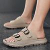 Cool slippers men's summer outdoor new trend retro platform beach shoes sports tower buckle one-word sandals men