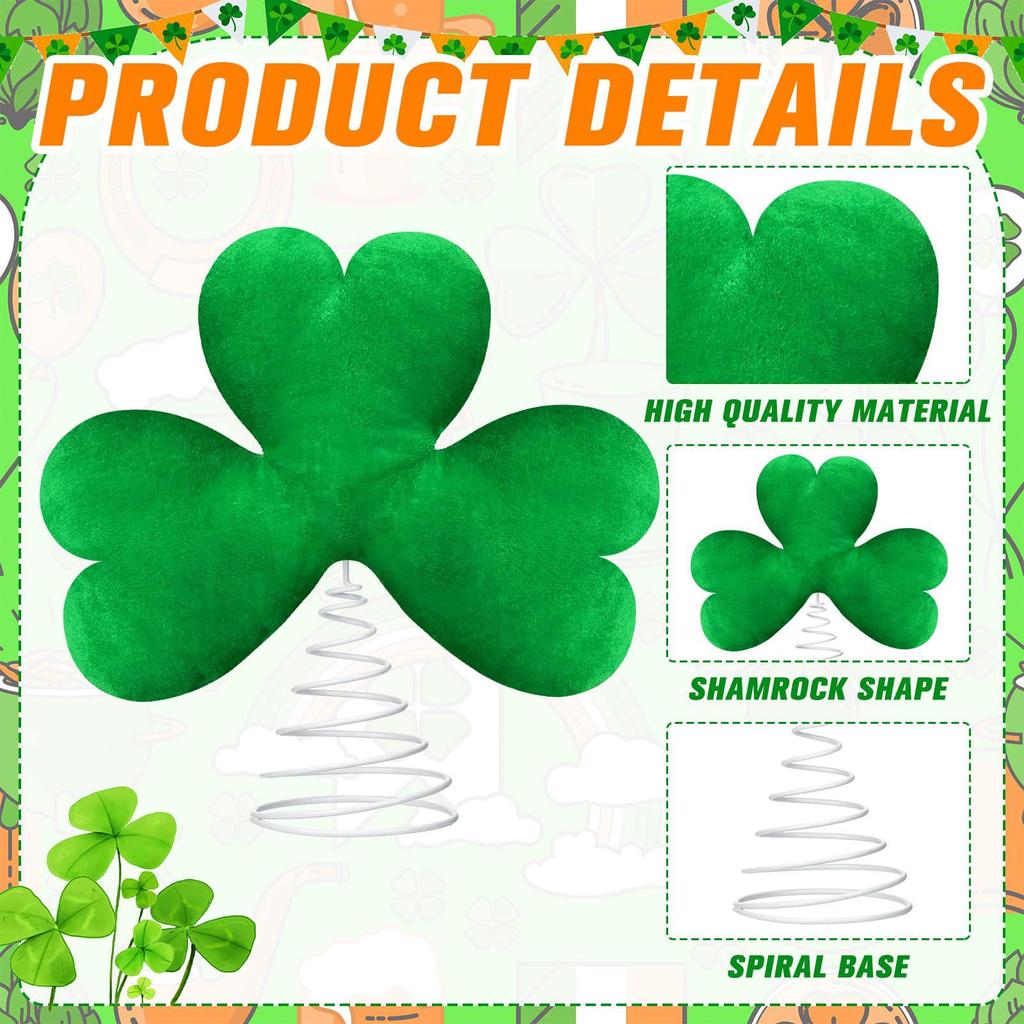 St. Patrick's Day Tree Top Decoration Green Plush Metal Decoration Tree Top Festival Decoration