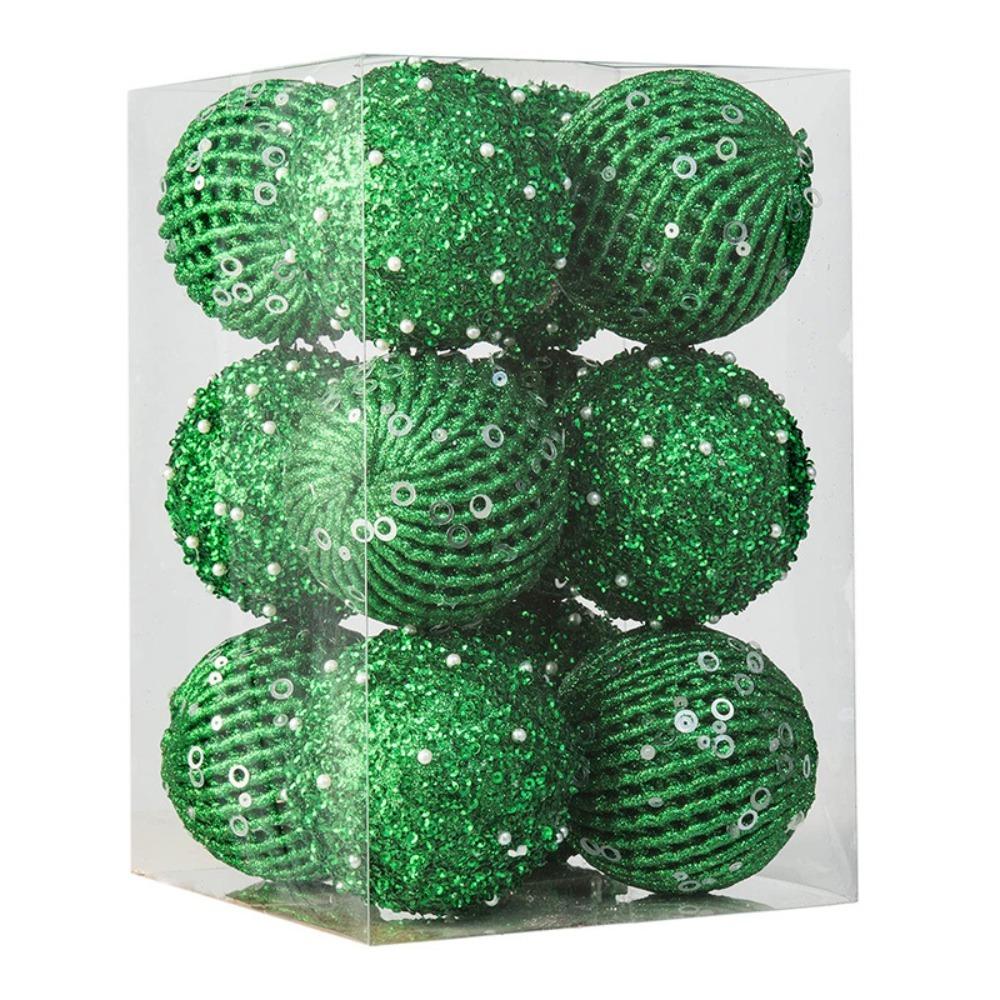 6/12pcs 8/10cm Festive Decorative Ball with Sequins Christmas Tree Hanging Ornaments  Wedding
