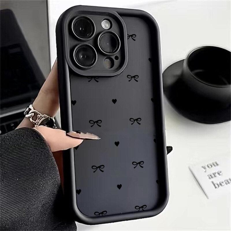 Чехол для телефона Realem C67 C63 C65 C55 C53 C51 C21Y C25Y C35 C30 C33 8i 11 8 12 Pro Plus 5G GT Master Мягкий Черный Чехол с Бантом