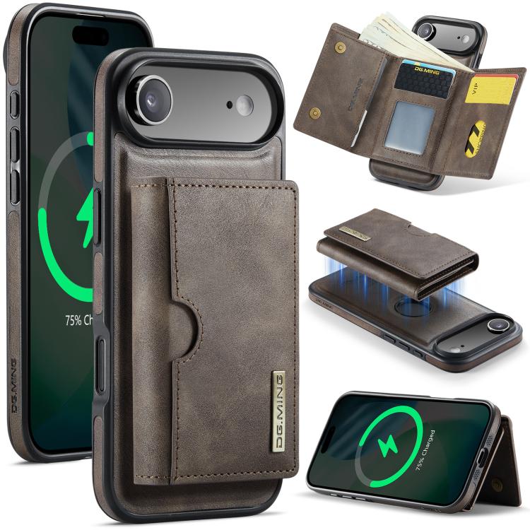 DG.MING M6 Series RFID Tri-fold Card Bag Removable Leather Phone Case