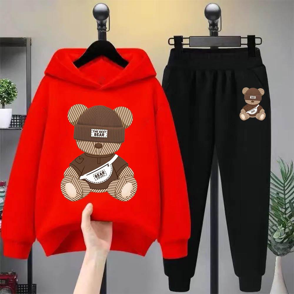 Cartoon Bear Hoodie Cartoon Cartoon Cartoon Cartoon Children's Clothing Children Girls Boys Sweatshirt Hoodie Set Two Sets