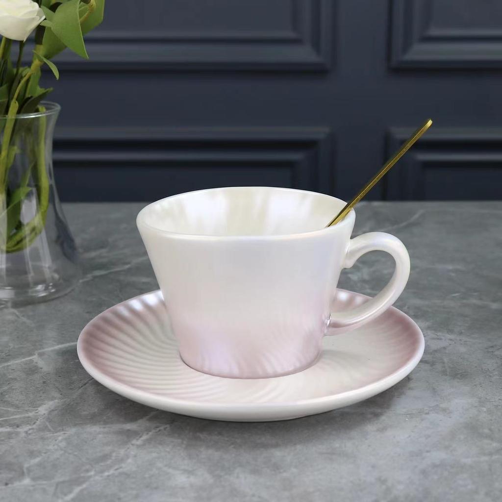 Кофейная чашка с перламутровой глазурью, красочная чашка в океанском стиле, градиентная парная кружка, бизнес-подарок, чашка для воды