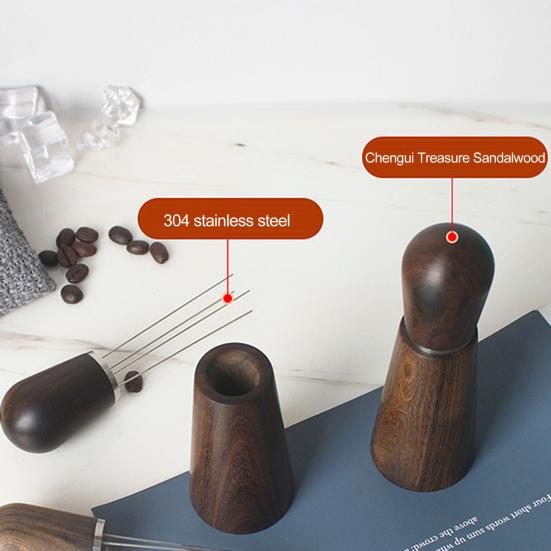 Инструмент для раздачи эспрессо с держателем, нержавеющая сталь 304, 8 игл, ручка из натурального дерева, порошок кофе эспрессо