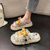 Fashion Canvas Graffiti Women's Slippers and Ladies Sandals New Collection H Sandal 2025 Trend Summer Slides Sale Original Stylish Shoes
