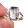 Natural Black Rutile Gemstone 925 Solid Sterling Silver Jewelry Ring Size 9 F1A05