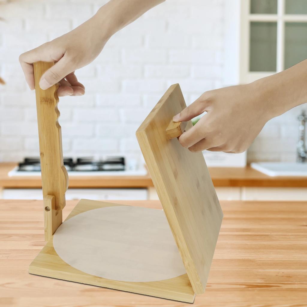 Бамбуковая пресс-форма для тортильи 10 дюймов Ручная квадратная машинка для приготовления тортильи со скалкой Вращающаяся мексиканская тортильера Инструмент для прессования теста