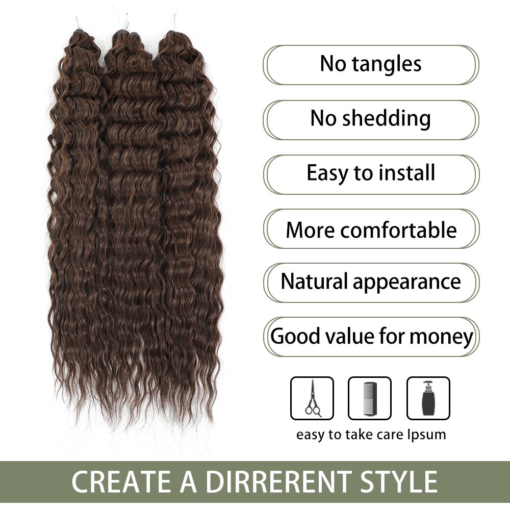 For Twist Crochet Synthetic High-Temp Machine Double Weft 22 Inches 300g 3Pcs/Lot#1B #4 BUG2 Water Wave Extensions Braid