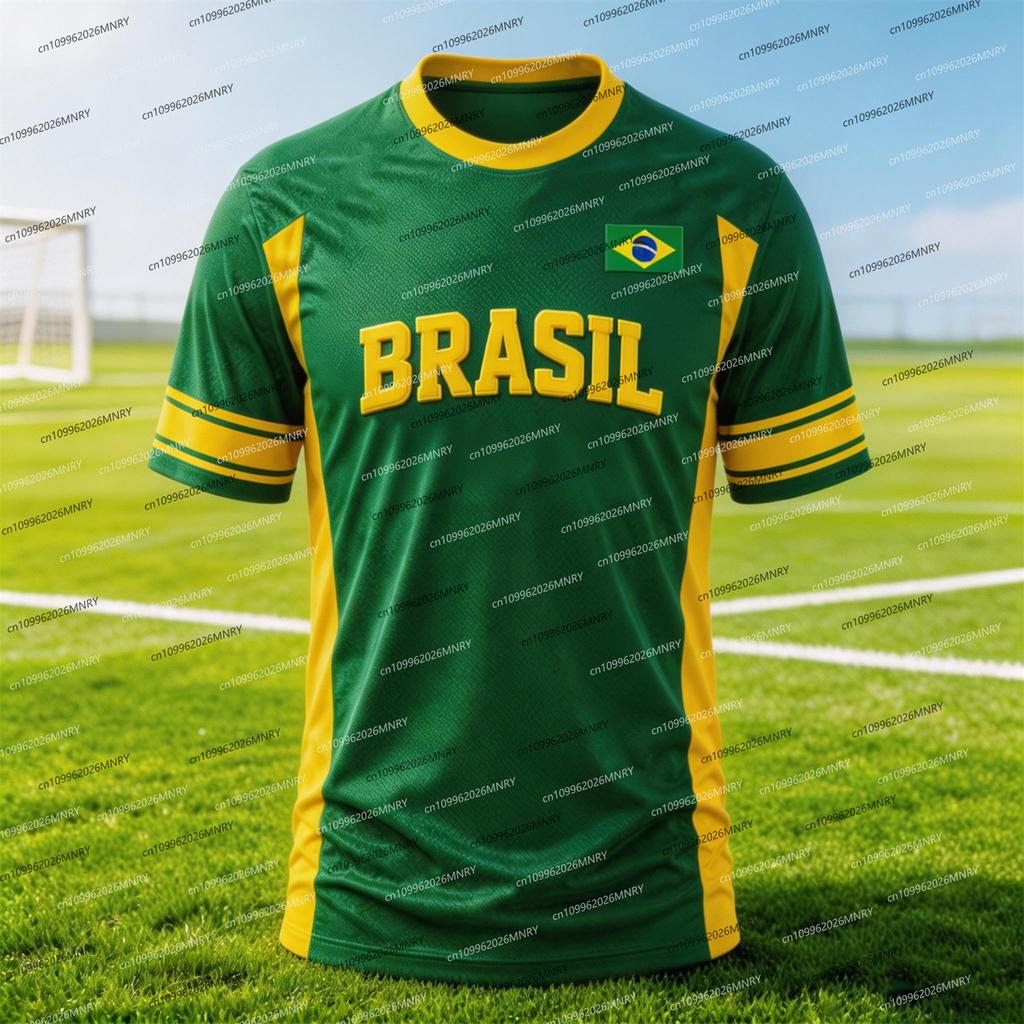 2026 Brazil National Flag T-shirt man Funny T Shirt Men 3D Pattern Woman Short Sleeve Tee Outdoor Football Motorcycle clothing