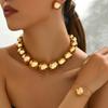Fashion Geometric Bracelet Necklace Earrings Set Light Luxury Round Ball Design Jewelry Set