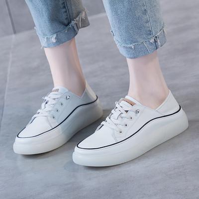 Белые туфли Одиночные туфли Кожаные плоские одиночные туфли