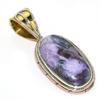 Natural Charoite Gemstone Two Tone 925 Solid Sterling Silver Pendant 1.30'' Z9p43