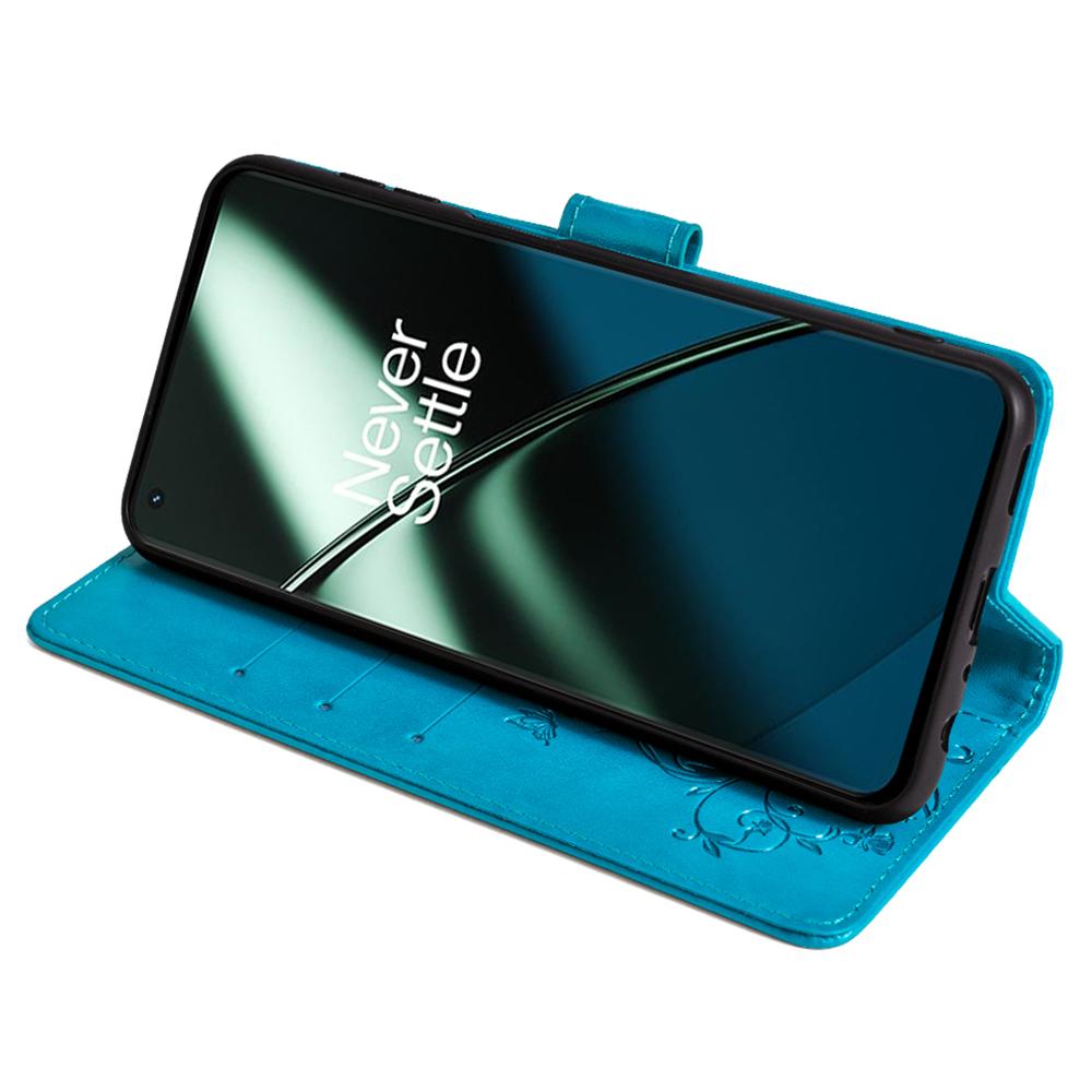 For OnePlus 11 5G Case Butterfly Flower Imprinted PU Leather Flip Phone Cover with 3 Card Slot