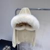 2024 Autumn/Winter Thick Knit Sweater with Real Fox Fur Collar