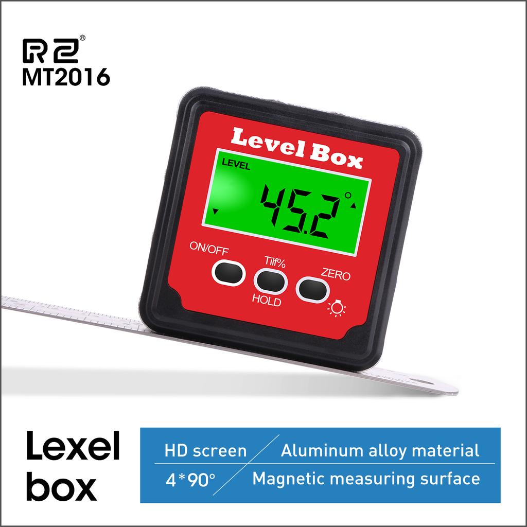 RZ Digital Level Angle Gauge 360° Mini Measuring Digital Inclinometer With Magnetic Base Electronic Universal Bevel Protractor