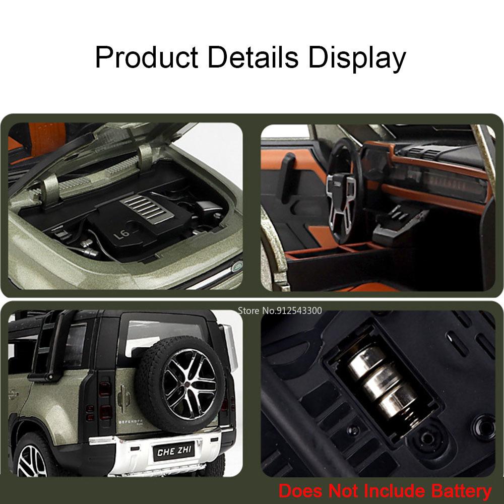 1:24 Scale Land Rover Defender LX600 Sports Car Model Toy Sound Light Pull Back Metal Models Toys Christmas Gifts for Child