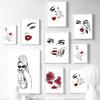 Fashion Girl Red Lips Canvas Poster Print Sexy Women Wall Art Eyelash Nail Oil Modern Canvas Paintings Picture Decoration Home