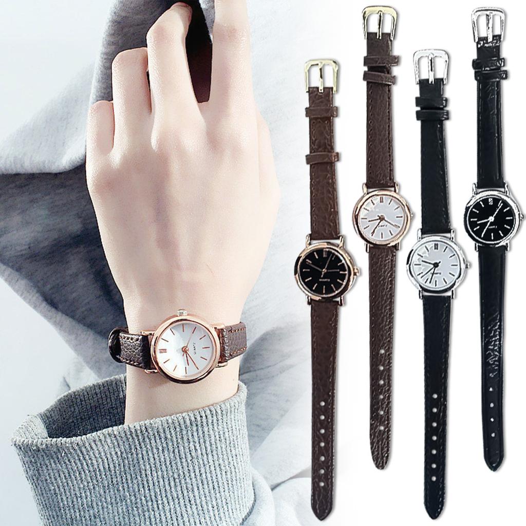 Round Color Strap Dial Leather Strap Quartz Analog Watch Watch Accessories
