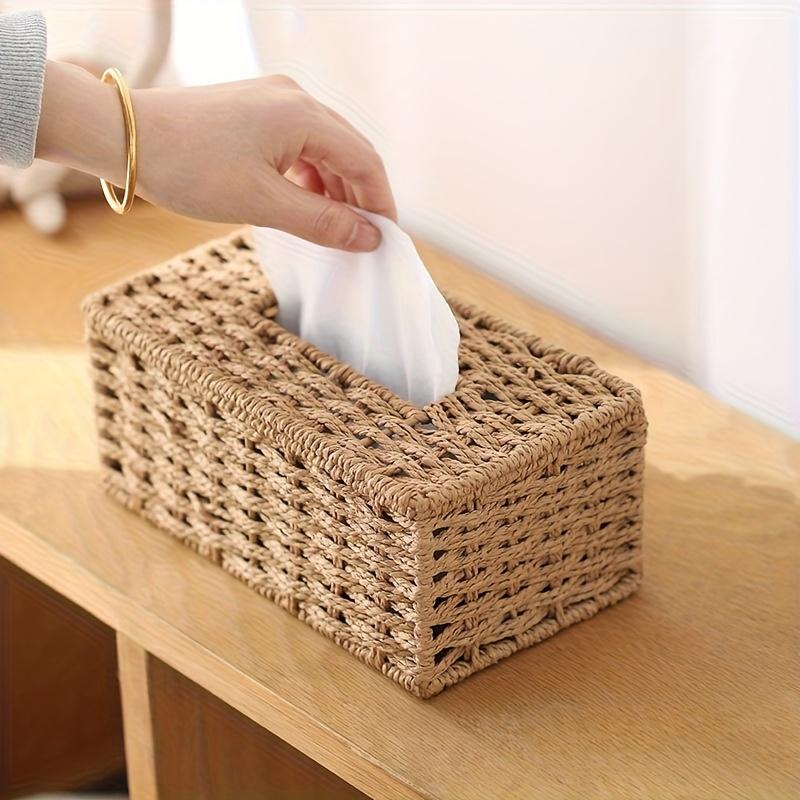 Handmade Woven Paper Rope Tissue Box Waterproof Multipurpose Car Living Room Pastoral Style