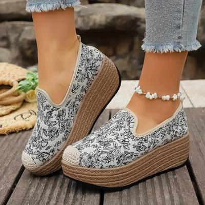 Модная женская обувь 2025 Шнуровка Манжета Женские вулканизированные туфли Модная печать Горячая распродажа Круглый носок Толстая подошва Повседневная женская обувь