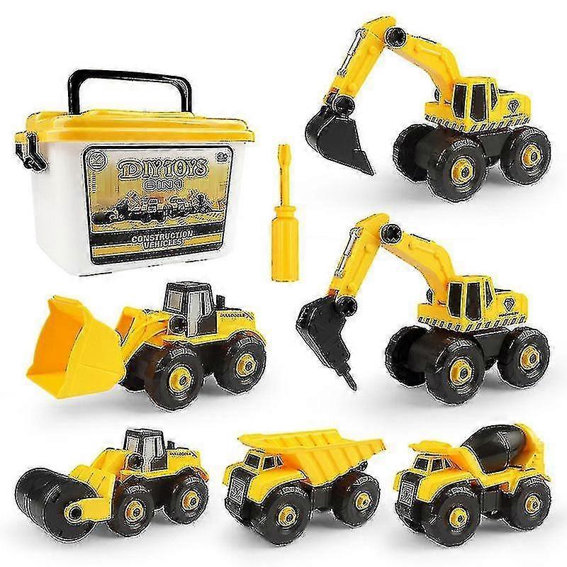 Bjxy Take-apart Construction Vehicles Excavators Truck Toy Diy Building Educational Gift Toys For Boys Girls