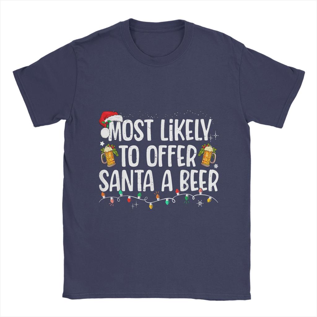 Funny Christmas and beer T-Shirts Men O Neck 100% Cotton T Shirts Short Sleeve Tees Summer Clothes