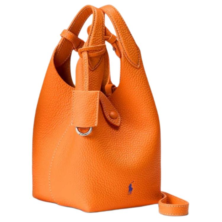 Polo Ralph Lauren Logo Solid Tote Bag Shopping Crossbody Leather Handbag Small Women tote bags Orange 428944657002