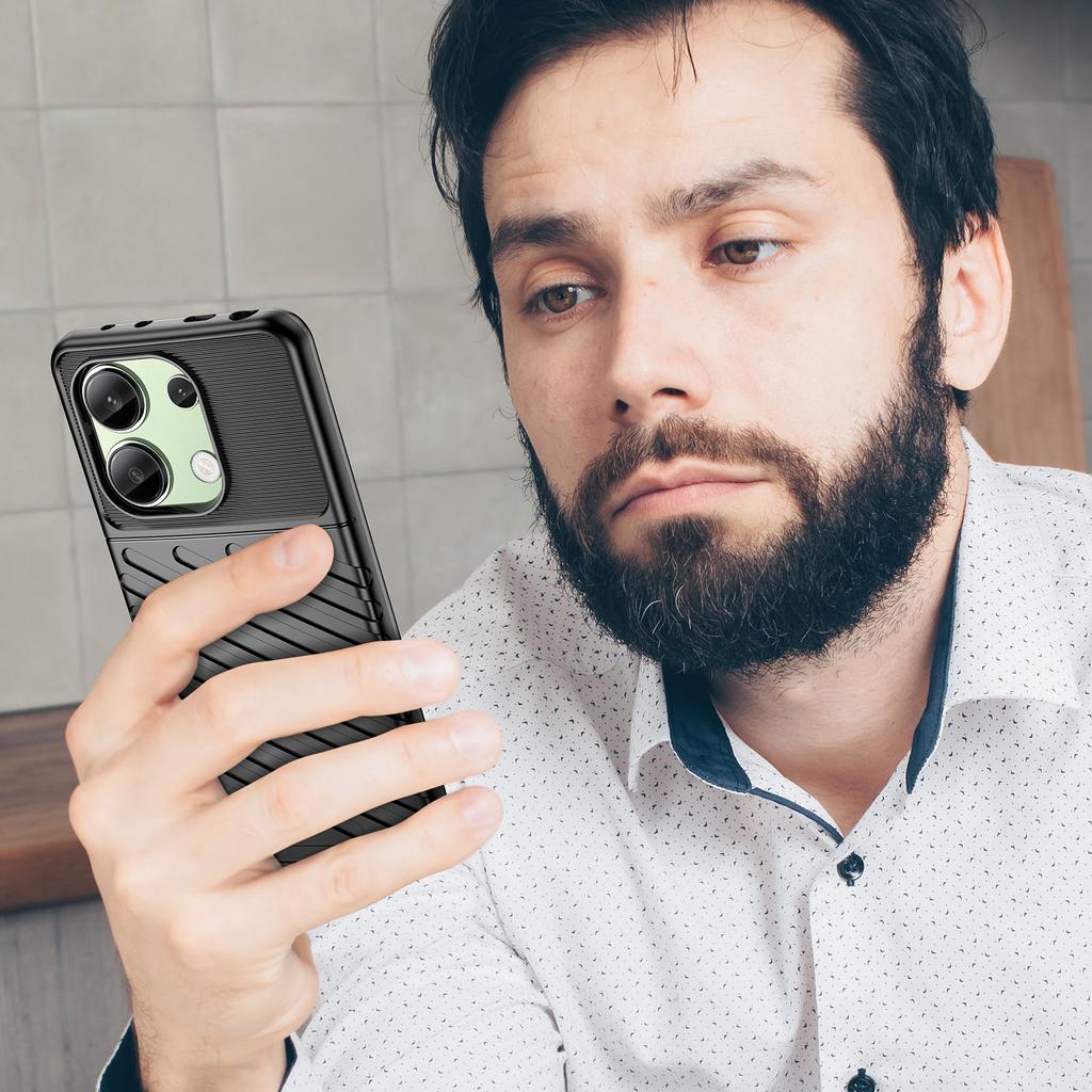 Thunder Series For Xiaomi Redmi Note 13 4G Case Twill Texture Thickened TPU Soft Phone Cover