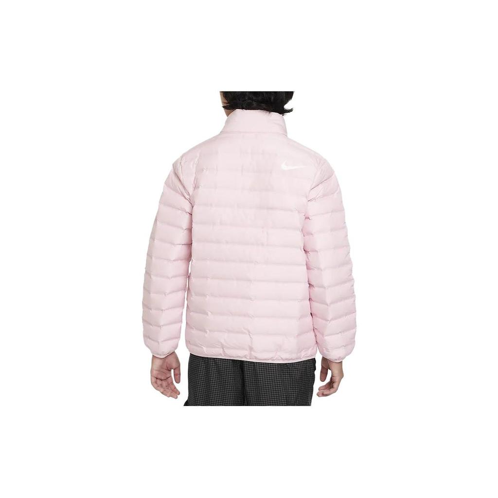 Nike Пуховик Swoosh Color Block Stand воротник молния Повседневные детские куртки Розовый FV2518-690