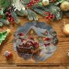 Christmas Party Table Setting Round Placemat, 14 Inch Festive Pattern Anti Slip Tabletop Protector, Holiday Kitchen Mat Heat Insulation Place